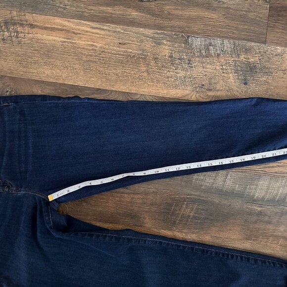 J Crew Classic Toothpick High Rise Raw Hem Dark Blue Stretch Denim Jeans - Picture 3 of 6